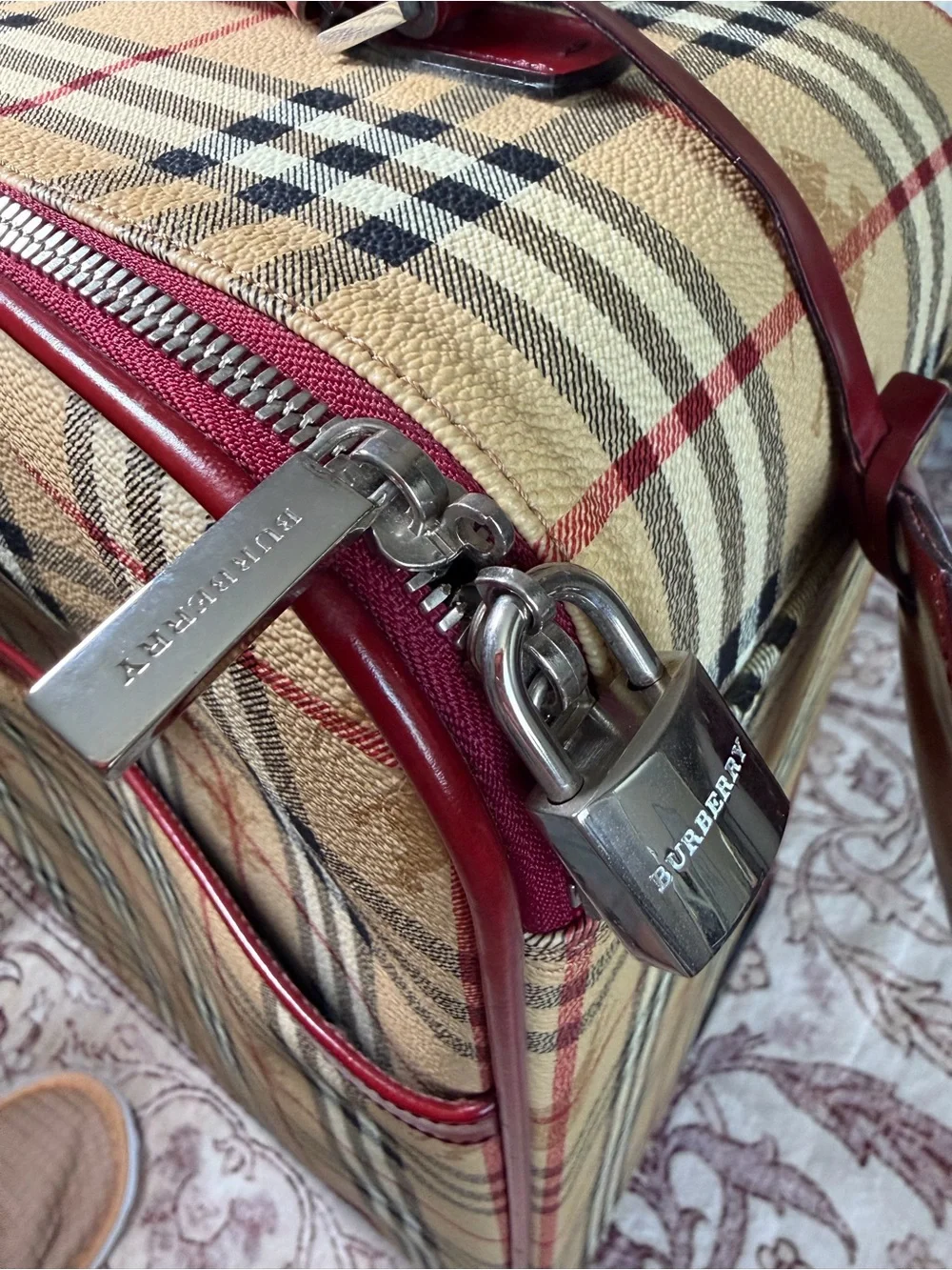 Burberry Classic Checkered Carry-On with Red Trim